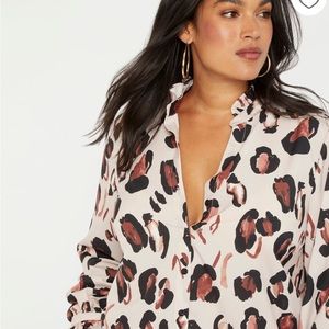 Eloquii Leopard Ruffle Neck Top. Size 22.